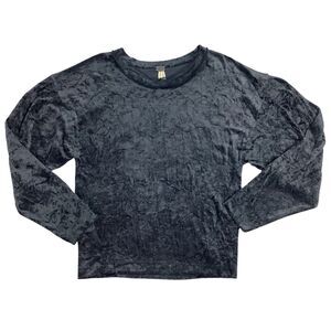 Free People We The Free Milan Crushed Velvet Top Women S Small Gray Long Sleeve